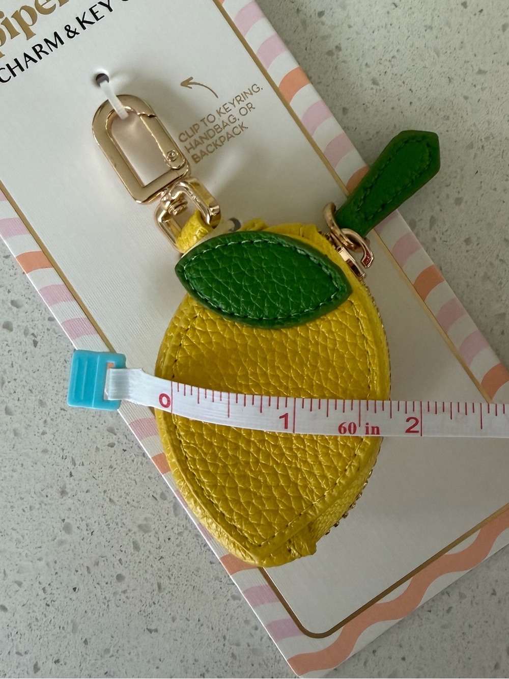 🍋Piper•k Yellow Lemon Bag Charm w/ Green Leaf. Adorable and perfect for summer! - Picture 10 of 12
